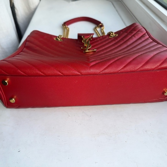 Saint Laurent Large Red “Cassandre” Tote  & Matching Wallet - Picture 12 of 16